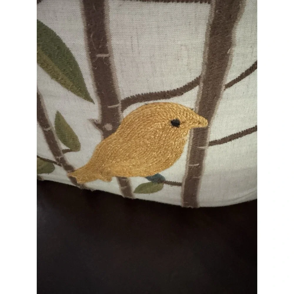 Pair Pier 1 Imports Decorative Throw Pillows Embroidered Birds Branches Spring